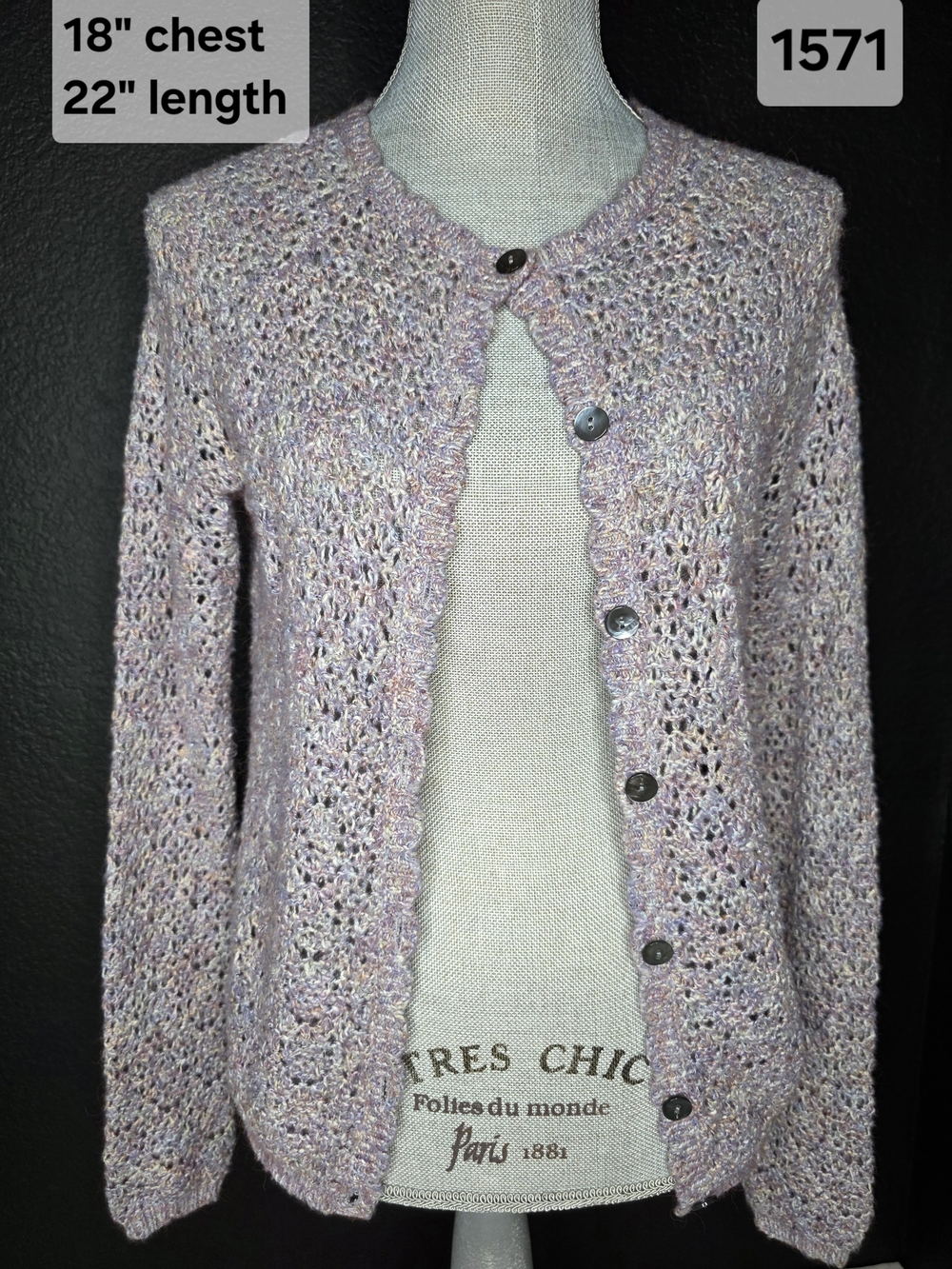 Sundance Pastel Multi Color Openwork Knit Cardigan XS